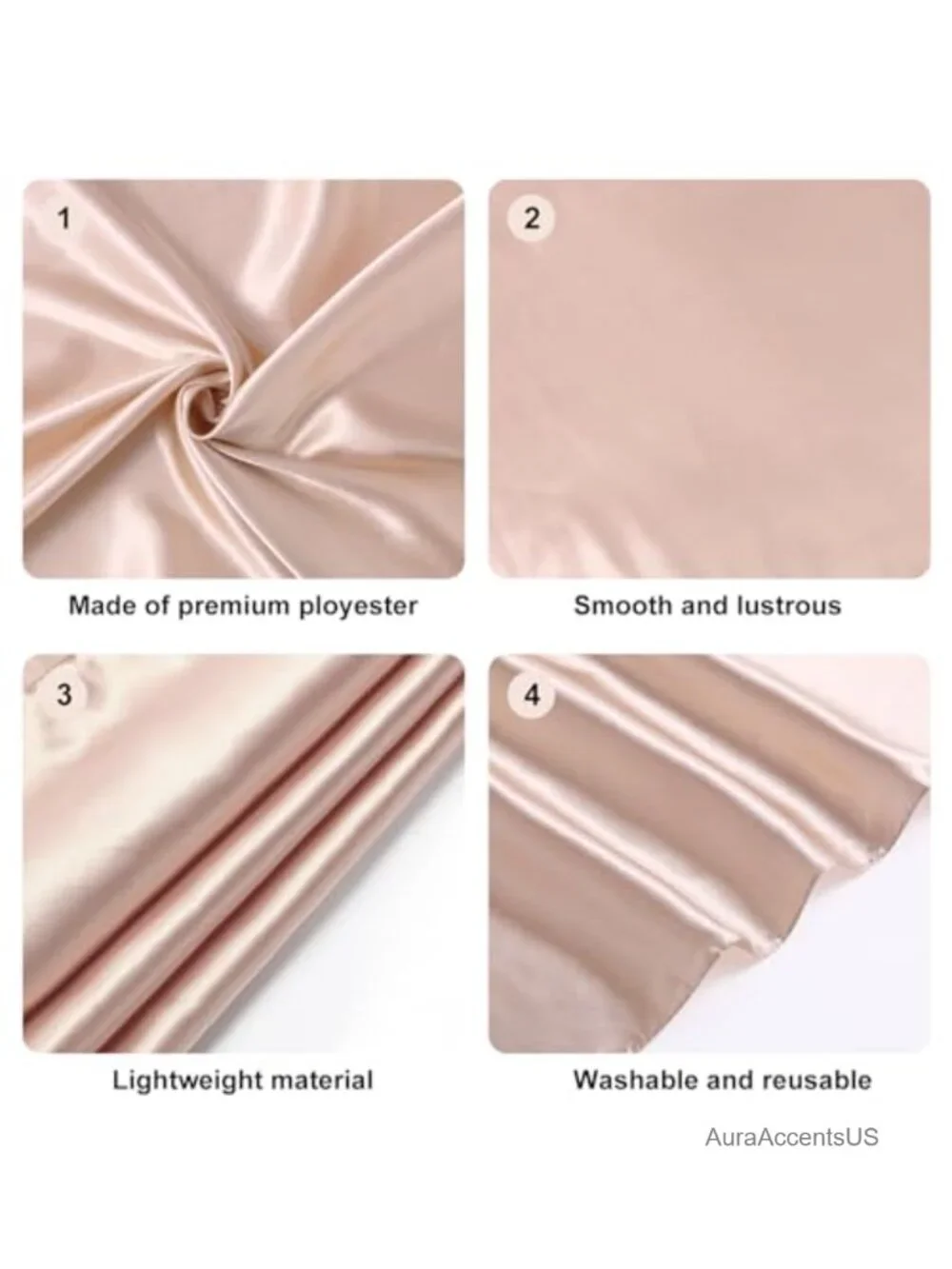 3-Pack Large Square Satin-Like Head Scarves for Hair Wraps